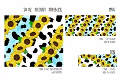 sunflower and cow print sublimation design for tumblers and mug and pen