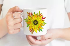 Sunflower Sublimation | Sunflower and Autumn Leaves | Fall Product Image 3