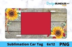 Sublimation Car Tag - Car Tag PNG - Sunflower Monogram Product Image 1