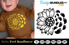 Sunflower with Baby Feet, Baby SVG, Baby Footprints Product Image 1