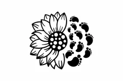 Sunflower with Baby Feet, Baby SVG, Baby Footprints Product Image 2