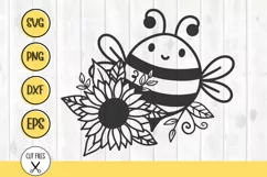 Sunflower bee svg, sunflower svg, bee svg, bee clipart, bee Product Image 1