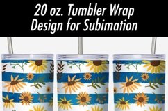 Blue Stripe Sunflower 20 oz Tumbler Wrap | Fall Sunflowers Product Image 2