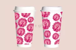 sunflower breast cancer starbucks 16oz hot cup tumbler wrap svg presized template for tumbler grande suitable for cricut and silhouette
