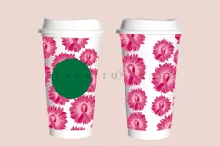 sunflower breast cancer starbucks 16oz hot cup tumbler wrap svg presized template for tumbler grande suitable for cricut and silhouette