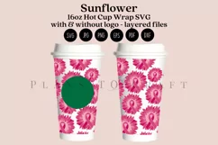 sunflower breast cancer starbucks 16oz hot cup tumbler wrap svg presized template for tumbler grande suitable for cricut and silhouette