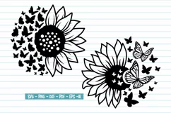 Sunflower Butterfly Svg, Butterfly Flower svg, Sunflowers Product Image 1