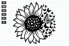 Sunflower Butterfly Svg, Sunflower Svg, Butterfly Svg. Product Image 1