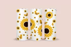 sunflower butterfly pattern skinny tumbler sublimation design for 20oz and 30oz skinny tumbler sublimation wrap