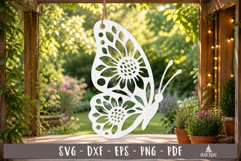 Sunflower Butterfly SVG Design Laser Cut Ornament