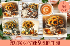 Sunflower summer square coaster SUBLIMATION Product Image 1