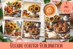 Sunflower summer square coaster SUBLIMATION Product Image 1
