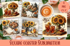Sunflower summer square coaster SUBLIMATION Product Image 1