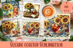 Sunflower summer square coaster SUBLIMATION Product Image 1