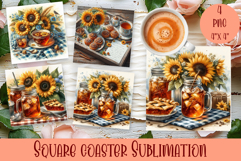 Sunflower summer square coaster SUBLIMATION Product Image 1