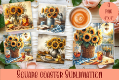 Sunflower summer square coaster SUBLIMATION Product Image 1