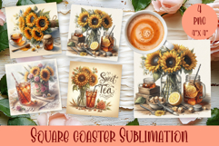 Sunflower summer square coaster SUBLIMATION Product Image 1