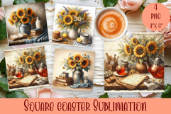 Sunflower summer square coaster SUBLIMATION Product Image 1