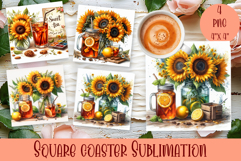 Sunflower summer square coaster SUBLIMATION Product Image 1