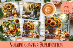 Sunflower summer square coaster SUBLIMATION Product Image 1