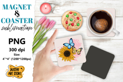 Sunflower magnet/coaster sublimation. Sunflower sublimation Product Image 1
