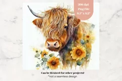 Sunflower Cow Tumbler Wrap  Fall Tumbler Sublimation Cow 