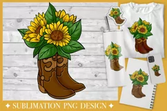 Sunflower Cowboy boots  sublimation PNG