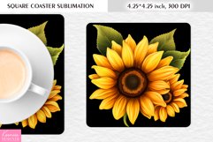Summer Sunflower Designl Floral Square Coaster Sublimation Product Image 1