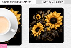 Summer Sunflower Designl Floral Square Coaster Sublimation Product Image 1