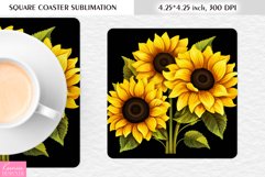 Summer Sunflower Designl Floral Square Coaster Sublimation Product Image 1