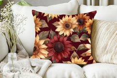 Maroon Sunflower Digital Paper Bundle Product Image 4