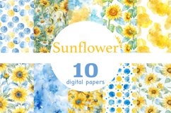 Sunflower Digital Paper, Cottagecore Pattern, GlamArtZhanna, Floral Seamless Pattern JPEG, Flowers Repeating Pattern, Sunflower Background, Sunflower Scrapbook Paper Bundle, Floral Digital Paper Bundle, Season Pattern Collection, Yellow Digital Paper