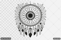 Sunflower Dreamcatcher Line Art Product Image 1