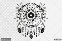 Sunflower Dreamcatcher Line Art Product Image 1