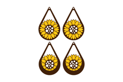 Sunflower Earrings, Spring Wooden Flower Teardrop Earrings Product Image 2