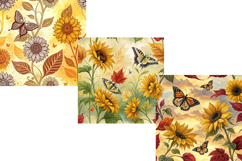 sunflower fall floral, butterfly garden design, nature flight pattern, delicate wings background, autumn garden art, monarch butterfly paper, pollinator garden design, wildlife art pattern, garden flowers art, nature flight design
