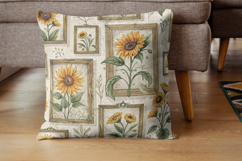 sunflower field frame, gallery wall design, structured botanical pattern, art display background, curated collection paper, interior design art, vintage frame pattern, museum style design, organized nature art, picture perfect pattern