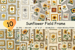 sunflower field frame, gallery wall design, structured botanical pattern, art display background, curated collection paper, interior design art, vintage frame pattern, museum style design, organized nature art, picture perfect pattern