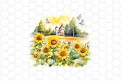Sunflower Field Watercolor Clipart