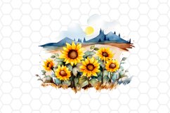 Sunflower Field Watercolor Clipart