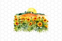 Sunflower Field Watercolor Clipart