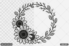 Sunflower Frame SVG PNG Design Product Image 1