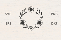 Sunflower laurel frame SVG Product Image 1
