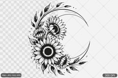 Sunflower Frame SVG PNG Design Product Image 1