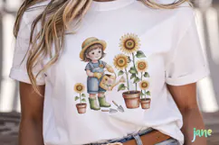Sunflower Garden Girl PNG Product Image 2