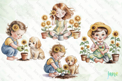 Sunflower Garden Girl PNG Product Image 1