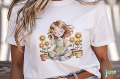 Sunflower Garden Girl PNG Product Image 2