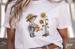 Sunflower Garden Girl PNG Product Image 2