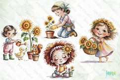 Sunflower Garden Girl PNG Product Image 1