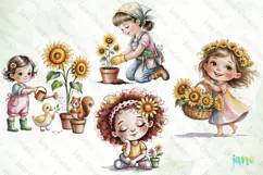 Sunflower Garden Girl PNG Product Image 1